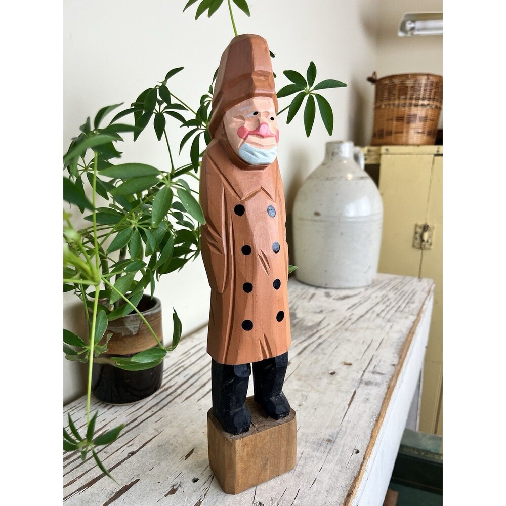 Vintage Hand Carved Wooden Sea Captain Figurine Nautical Sailor Statue Maritime